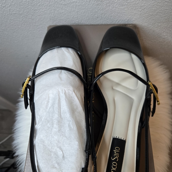 Franco Sarto Destin Elegant Black Patent Leather Slingback Shoes New In Box $135 - Picture 7 of 10